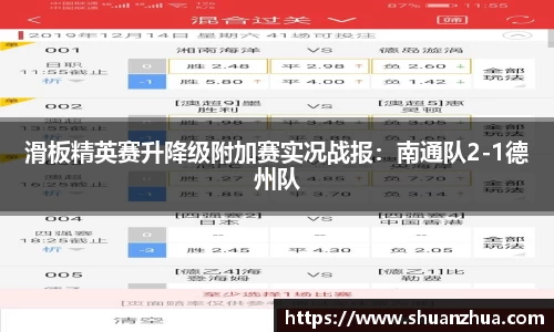 滑板精英赛升降级附加赛实况战报：南通队2-1德州队